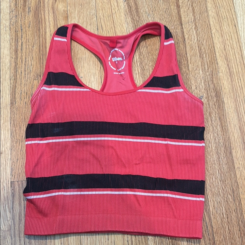 Wilson Red and Black Striped Tank Top With Built In Bra Women’s Size Small